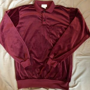 Velour long sleeve burgundy red shirt